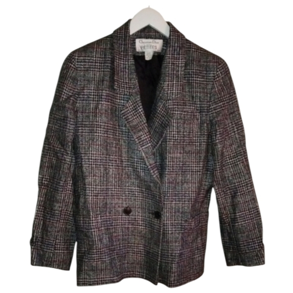 ∆ Lady’s CHRISTIAN DIOR Separates | Black/Red/White Tweed Blazer | Size: 12P - Picture 1 of 8